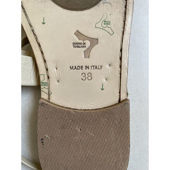 A. Mano Capri Sandals Flats Shoes Strapply Leather Tan Italy - Picture 9 of 9